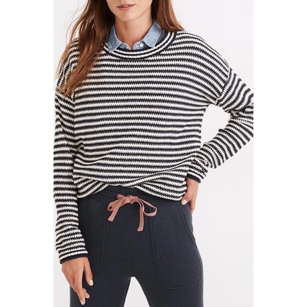 Madewell Seagrove Stripe Pullover Sweater Cotton Blend S Coastal Nautical French